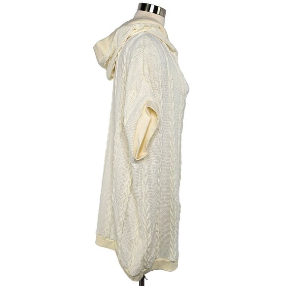 Simple By Suzanne Betro Womens Cable Knit Cardigan Medium Ivory Oversized Hoodie - Picture 5 of 16
